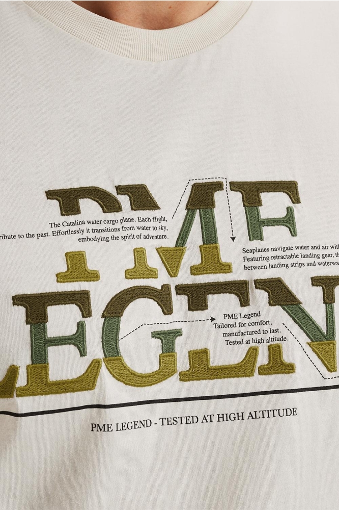 PME legend beige heren t-shirt | Close up
