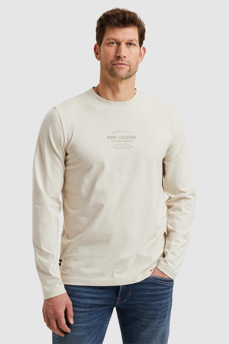 PME legend beige heren t-shirt | Model vooraanzicht
