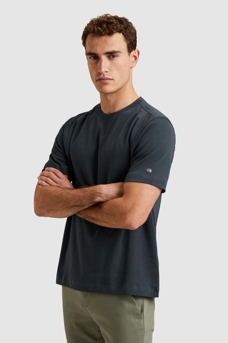 Cast Iron blauwe heren t-shirt | Model zijaanzicht