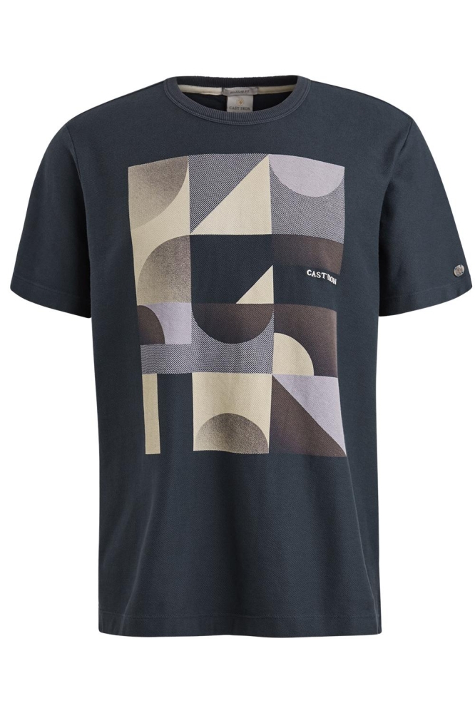 Cast Iron blauwe heren t-shirt | Vooraanzicht