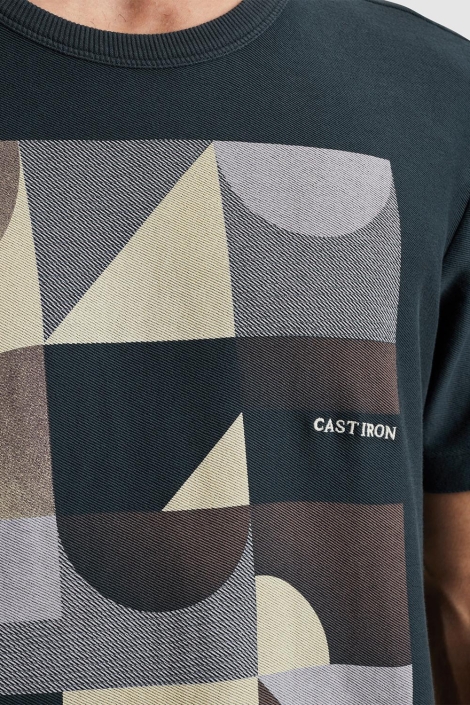 Cast Iron blauwe heren t-shirt | Kleurstaal
