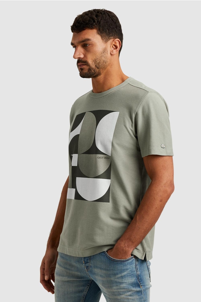 Cast Iron groene heren t-shirt | Model zijaanzicht
