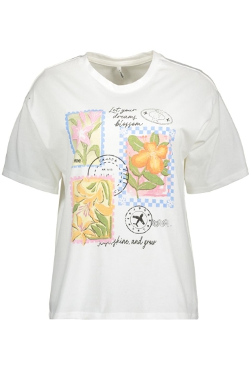 Only onlmaya flower s/s tee box jrs Wit