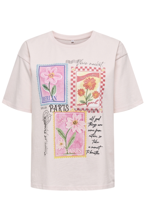 Only roze dames t-shirt | Vooraanzicht
