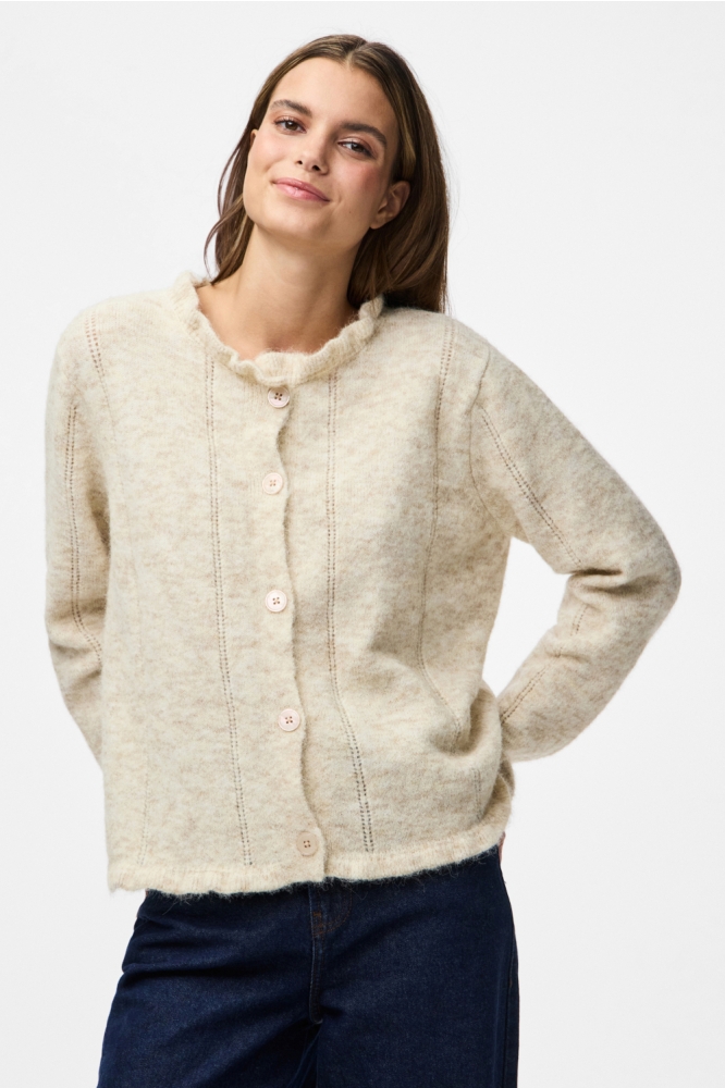 Pieces beige dames vest | Model vooraanzicht