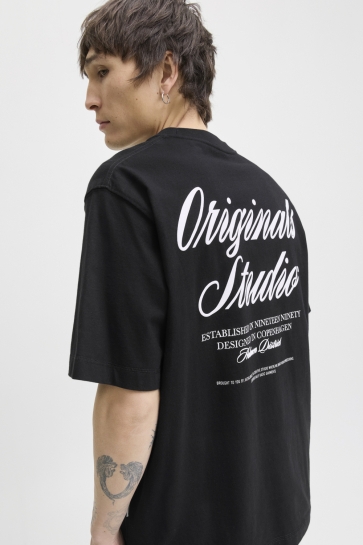 Jack & Jones JORNORREBRO TYPO TEE SS CREW NECK N 12282898 BLACK