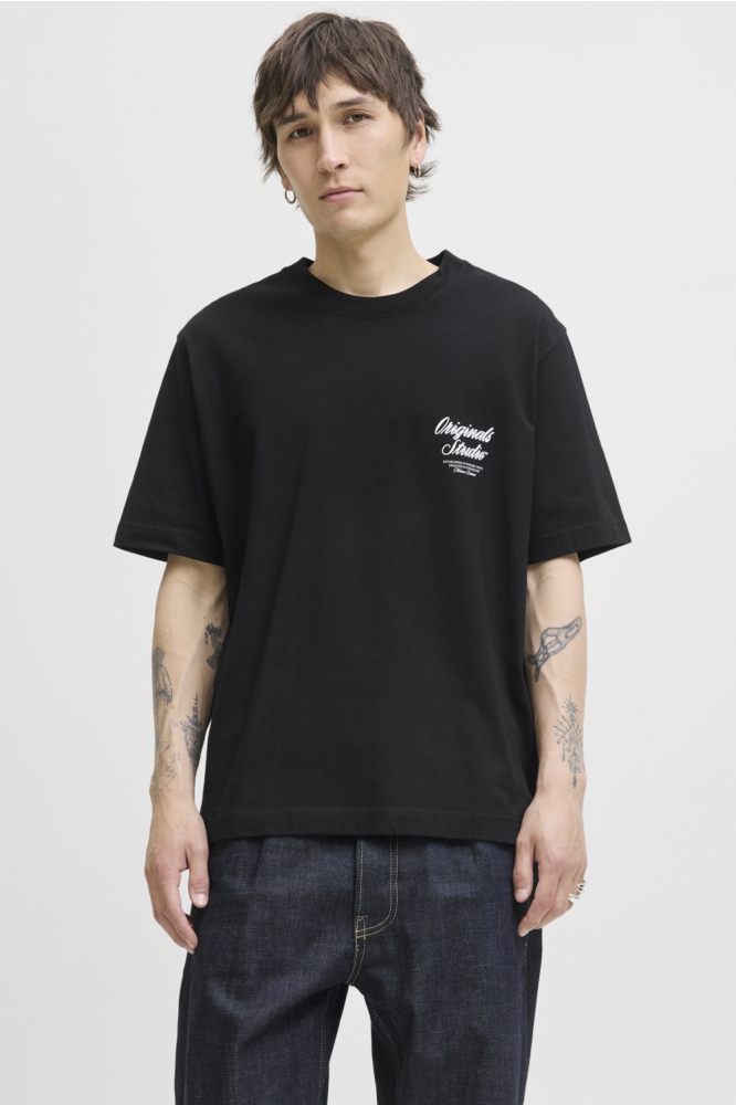 Jack & Jones zwarte heren t-shirt | Model vooraanzicht