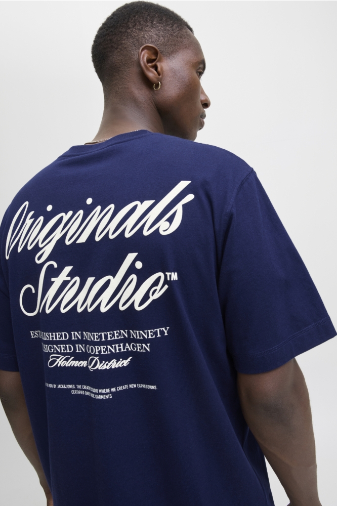 Jack & Jones blauwe heren t-shirt | Model achteraanzicht