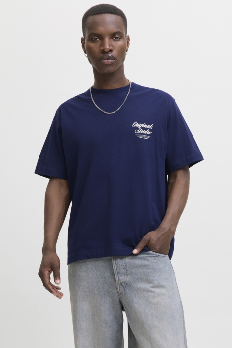 Jack & Jones blauwe heren t-shirt | Model vooraanzicht