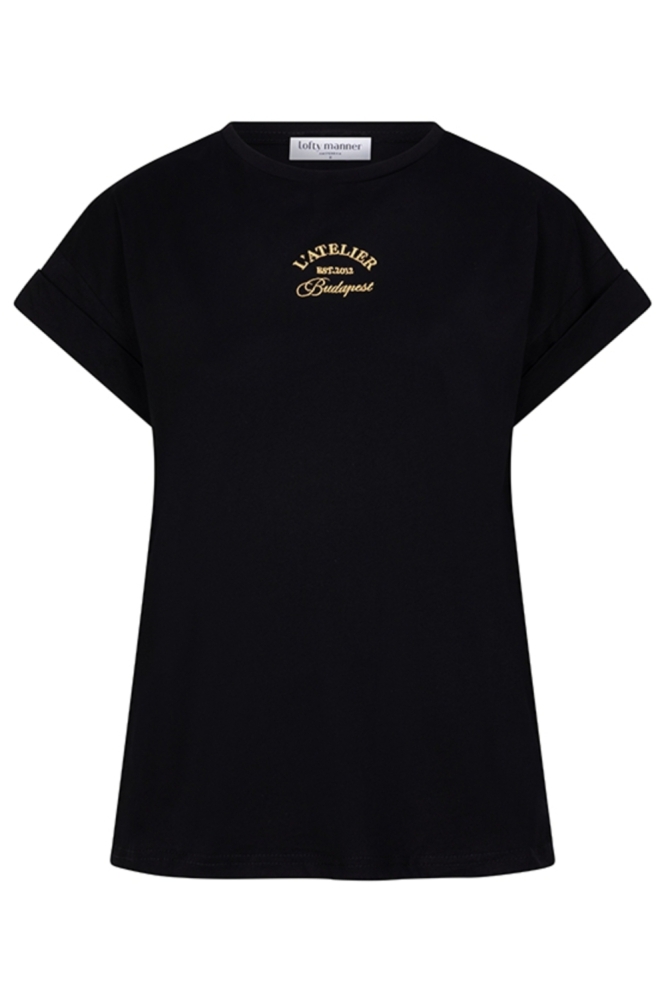 Lofty Manner zwarte dames t-shirt | Vooraanzicht
