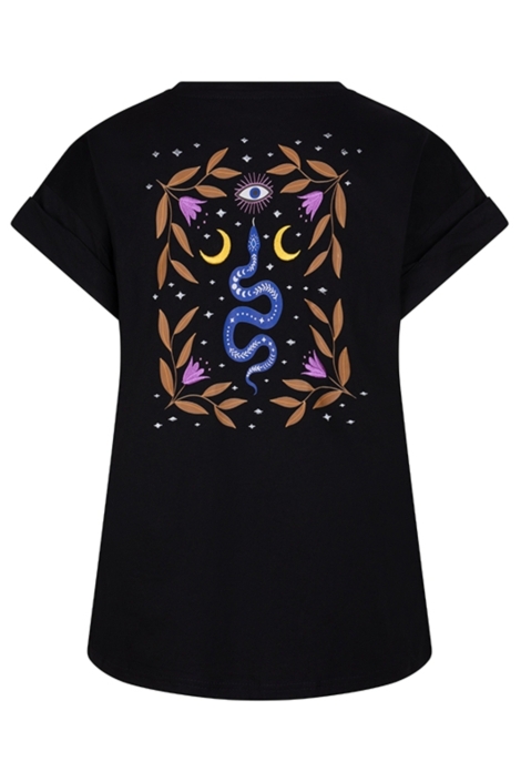 Lofty Manner zwarte dames t-shirt | Achteraanzicht