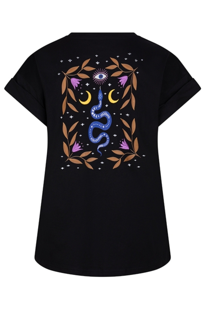 Lofty Manner zwarte dames t-shirt | Achteraanzicht