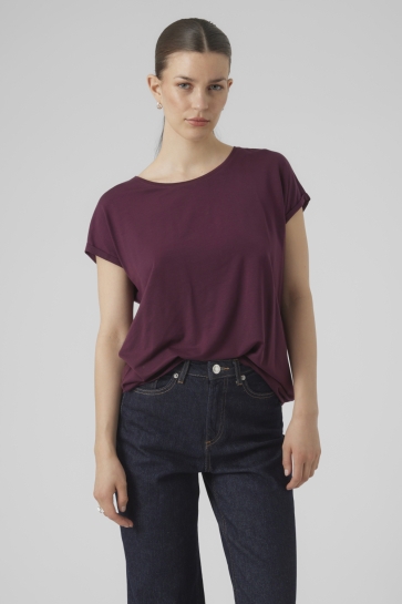 Vero Moda T-shirt VMAVA PLAIN SS TOP GA JRS NOOS 10284468 WINETASTING