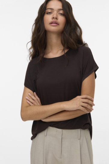 Vero Moda VMAVA PLAIN SS TOP GA JRS NOOS 10284468 CHOCOLATE TORTE