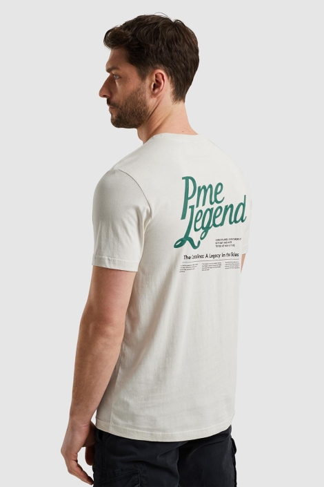 PME legend beige heren t-shirt | Model achteraanzicht