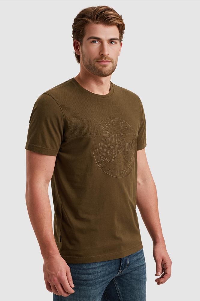 PME legend groene heren t-shirt | Model zijaanzicht