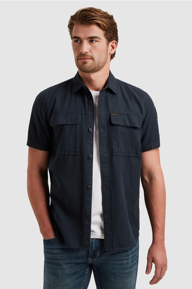 PME legend blauwe heren overhemd | Model vooraanzicht