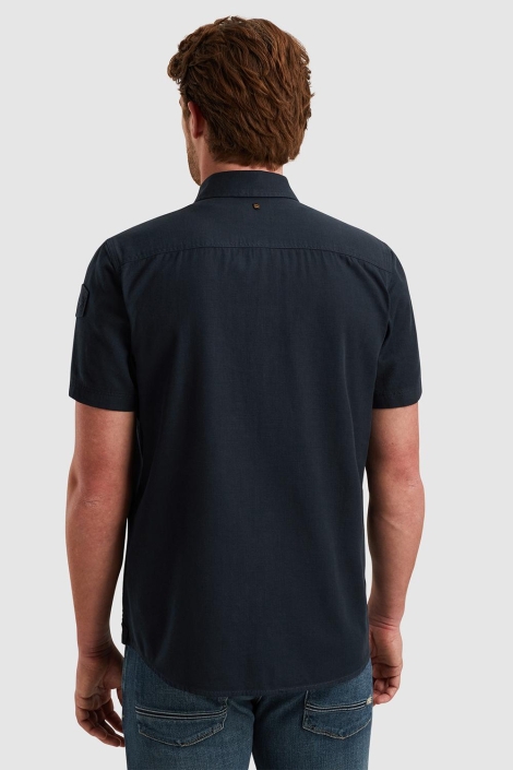 PME legend blauwe heren overhemd | Model achteraanzicht