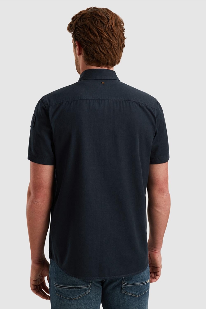 PME legend blauwe heren overhemd | Model achteraanzicht