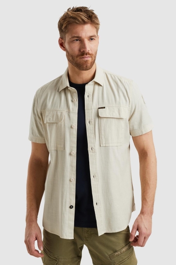 PME legend short sleeve shirt slub cotton Beige