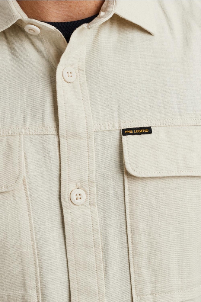PME legend beige heren overhemd | Close up