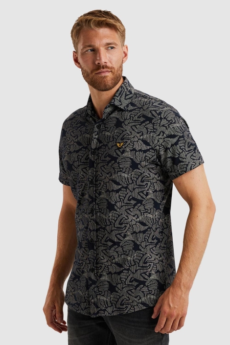 PME legend blauwe heren overhemd | Model zijaanzicht