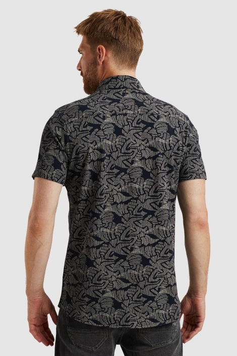 PME legend blauwe heren overhemd | Model achteraanzicht