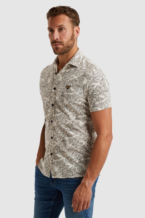 PME legend beige heren overhemd | Model zijaanzicht