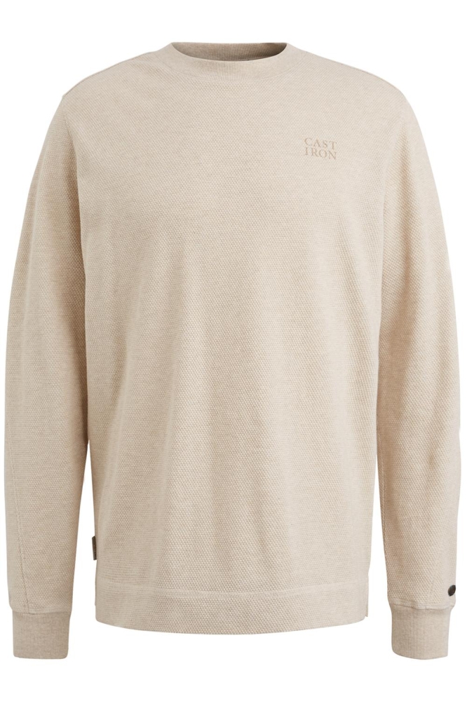 Cast Iron beige heren t-shirt | Vooraanzicht