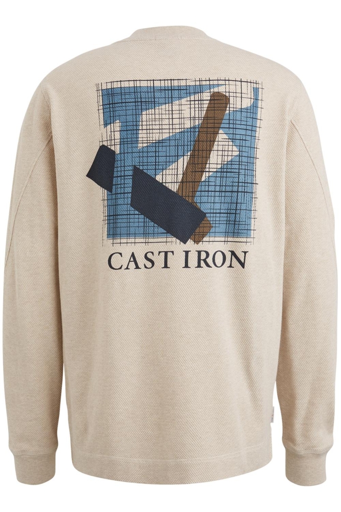 Cast Iron beige heren t-shirt | Achteraanzicht