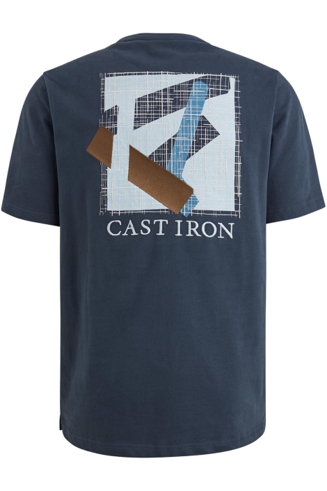 Cast Iron blauwe heren t-shirt | Achteraanzicht