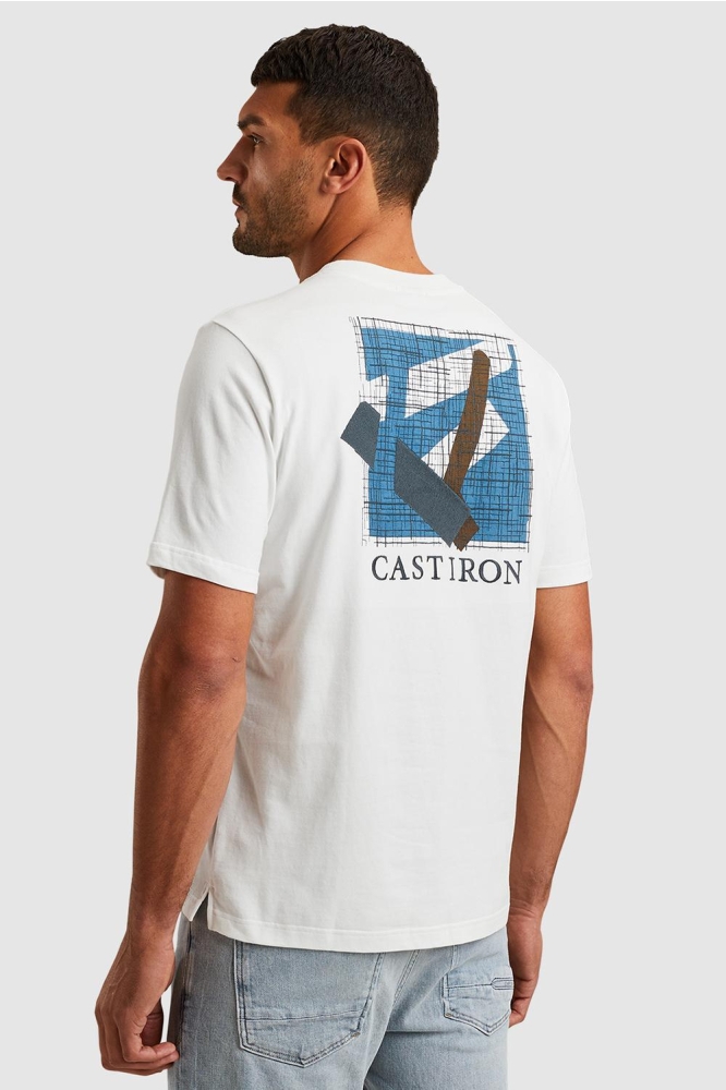 Cast Iron witte heren t-shirt | Model achteraanzicht