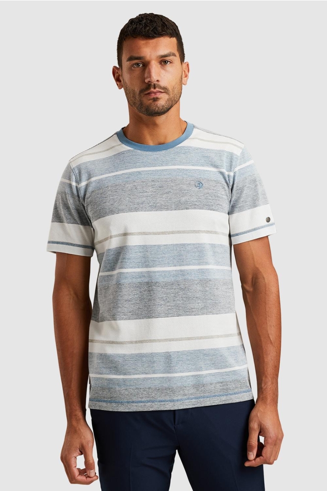 Cast Iron blauwe heren t-shirt | Model vooraanzicht