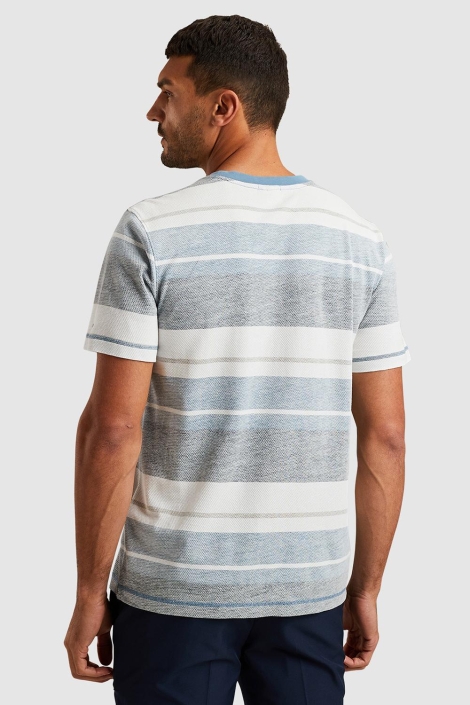 Cast Iron blauwe heren t-shirt | Model achteraanzicht