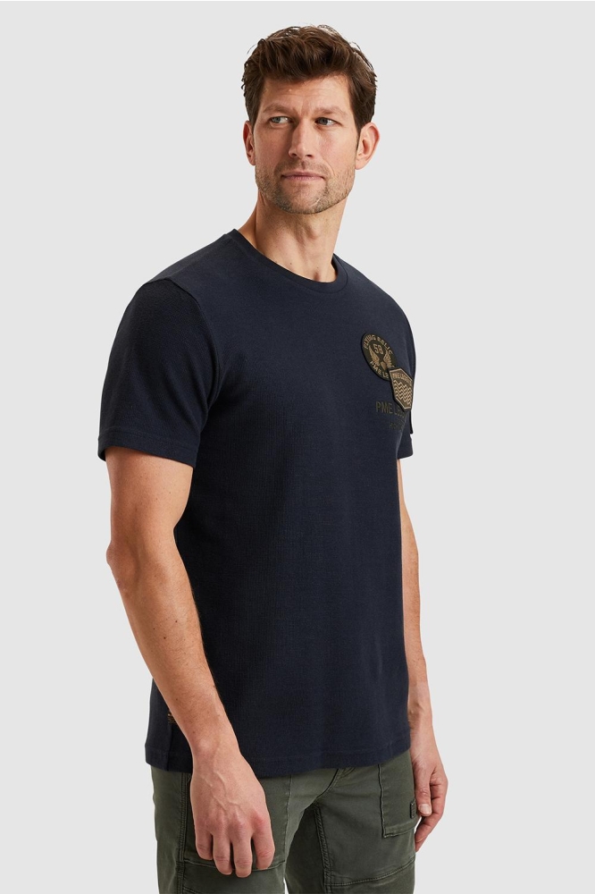 PME legend blauwe heren t-shirt | Model zijaanzicht