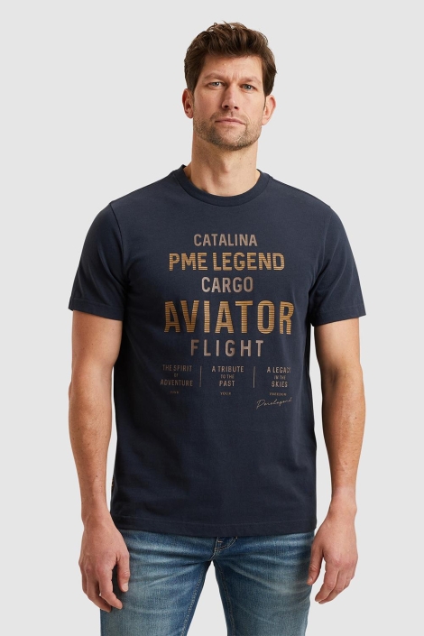 PME legend blauwe heren t-shirt | Model vooraanzicht