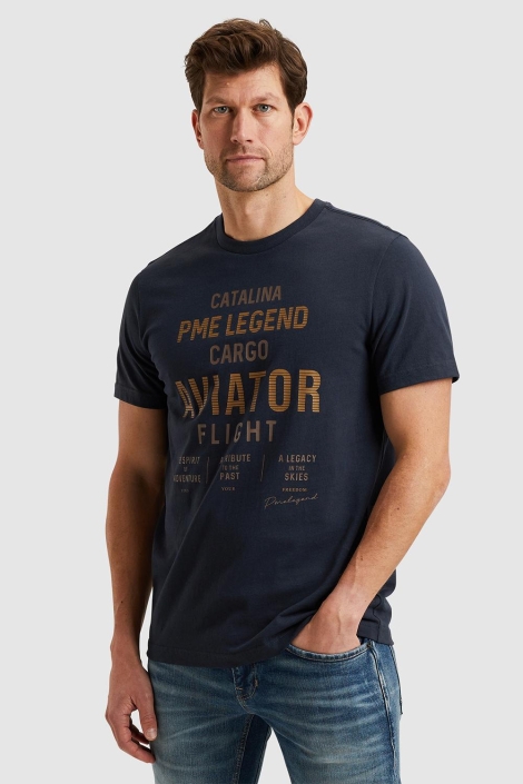 PME legend blauwe heren t-shirt | Model zijaanzicht