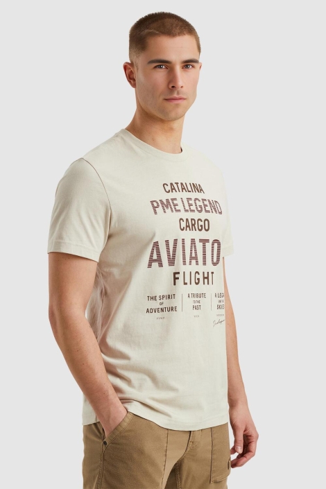 PME legend beige heren t-shirt | Model zijaanzicht