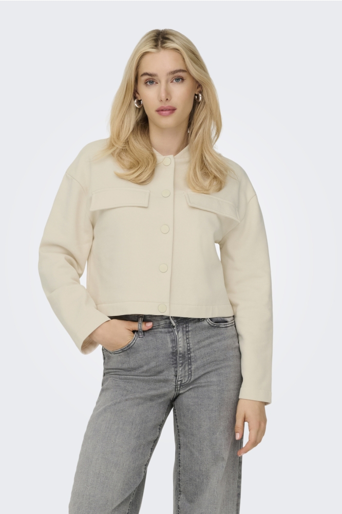 Jacqueline de Yong beige dames jas | Model vooraanzicht