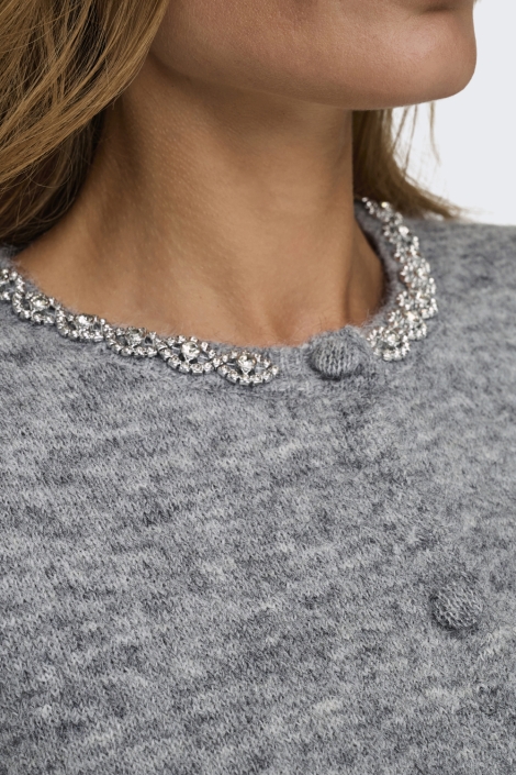 Jacqueline de Yong grijze dames vest | Close up