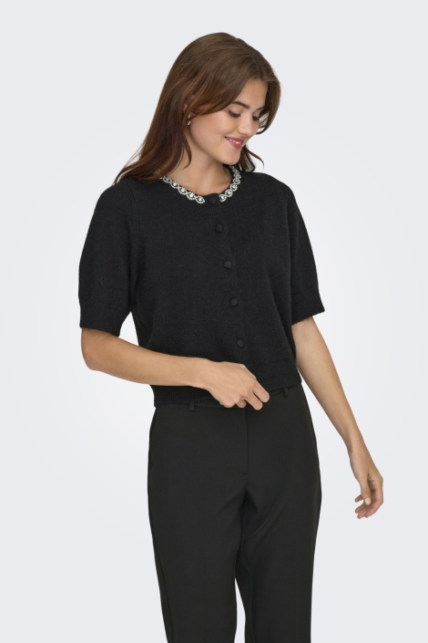 Jacqueline de Yong zwarte dames vest | Model vooraanzicht