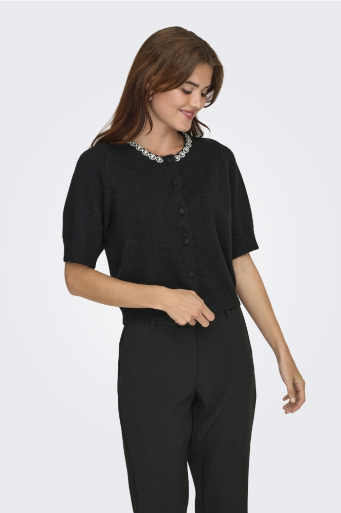 Jacqueline de Yong zwarte dames vest | Model vooraanzicht