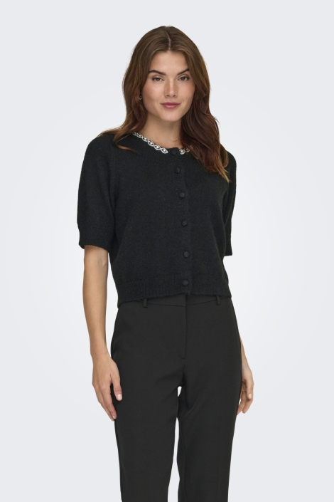 Jacqueline de Yong zwarte dames vest | Model vooraanzicht