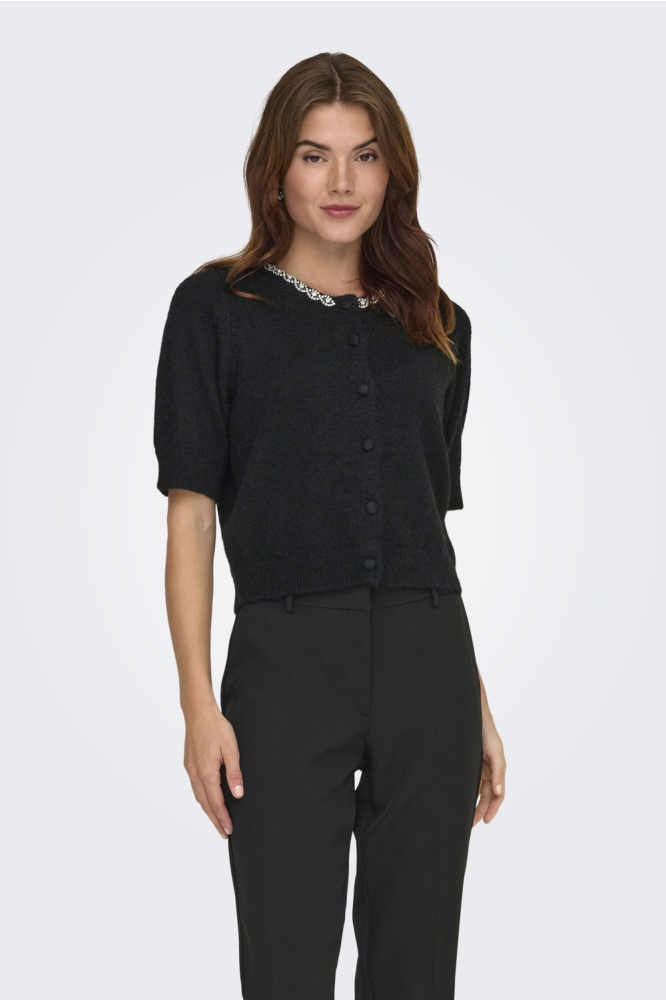 Jacqueline de Yong zwarte dames vest | Model vooraanzicht