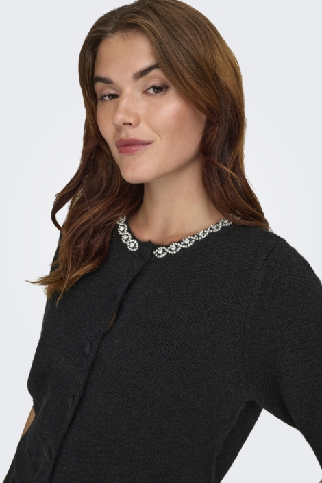 Jacqueline de Yong zwarte dames vest | Close up