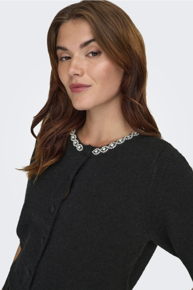 Jacqueline de Yong zwarte dames vest | Close up