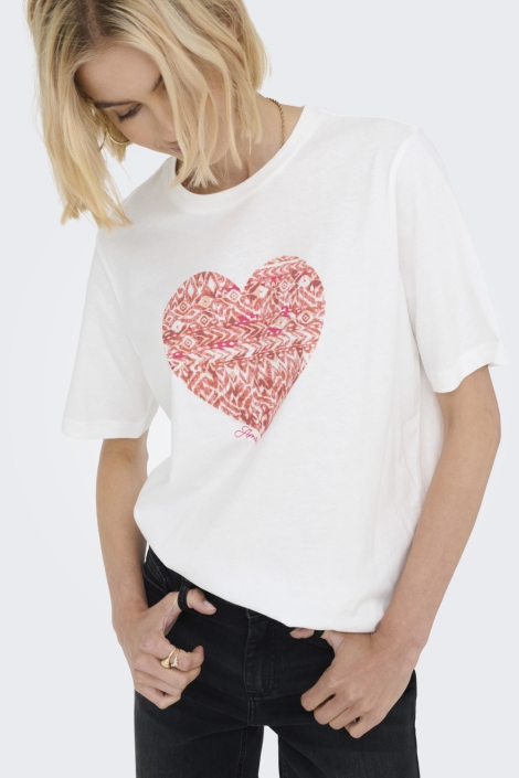 Jacqueline de Yong witte dames t-shirt | Model vooraanzicht