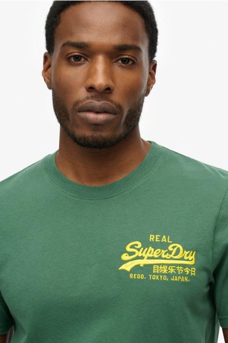 Superdry groene heren t-shirt | Close up