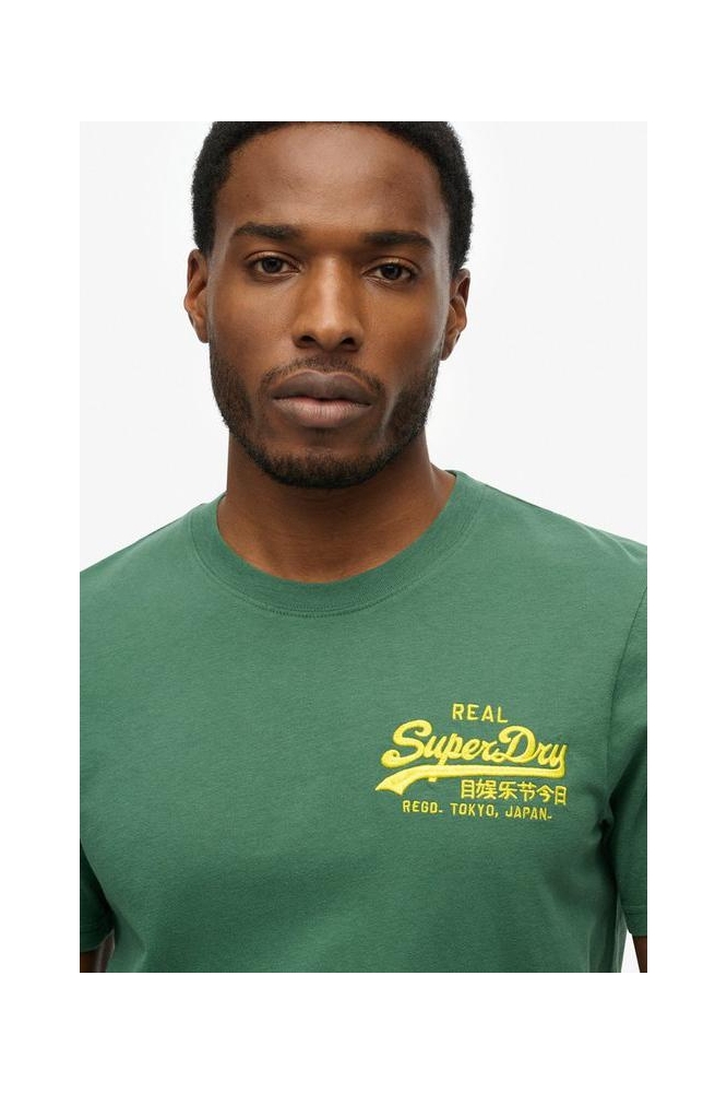 Superdry groene heren t-shirt | Close up