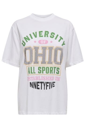 Only T-shirt ONLJENNA S/S STONE SPORT TOP BOX JR 15355689 BRIGHT WHITE/OHIO